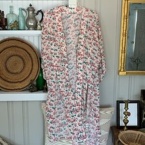 Flowy micro floral kimono beach cover up 100 % rayon boho